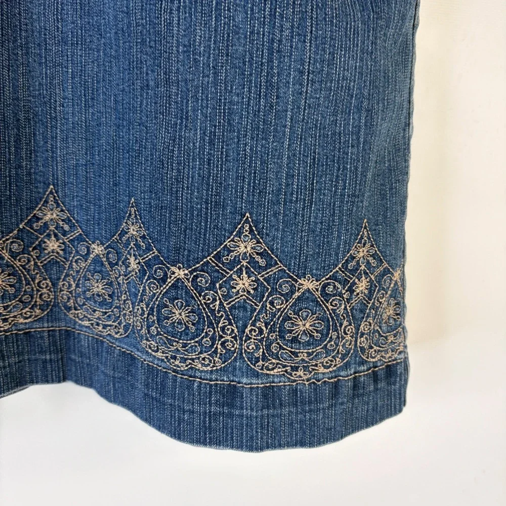 Gloria Vanderbilt Skort Women 18W Blue Embroidered Hem Denim Skirt Shorts